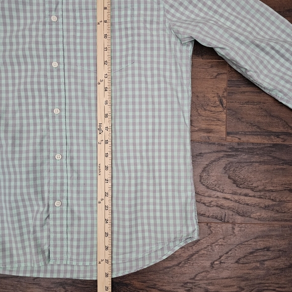 RYE By Hawker Rye Mens Medium Short Shirt Green Gray Plaid Button Down - Picture 5 of 8